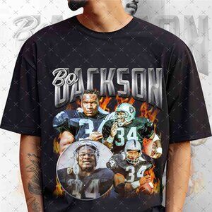Vintage 90s Bo Jackson Bootleg Rap Tee, Retro Bo Jackson Football Shirt